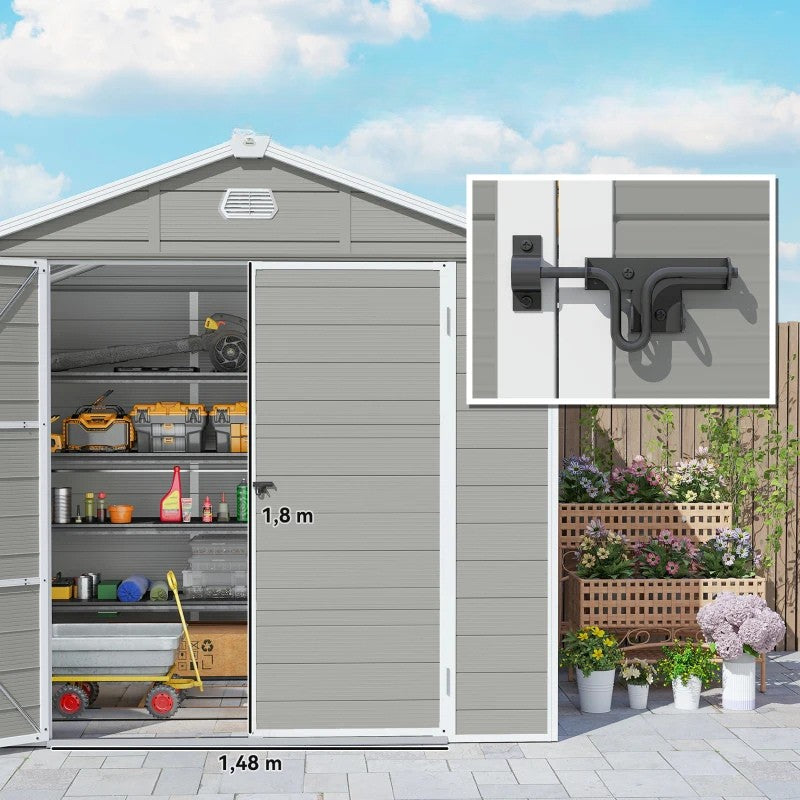 Nancy's Pellizzano Opbergschuur - Tuinschuur - Gereedschapsschuur - Tuinhuisje - Lichtgrijs - Aluminium - ± 240 x 190 x 230 cm