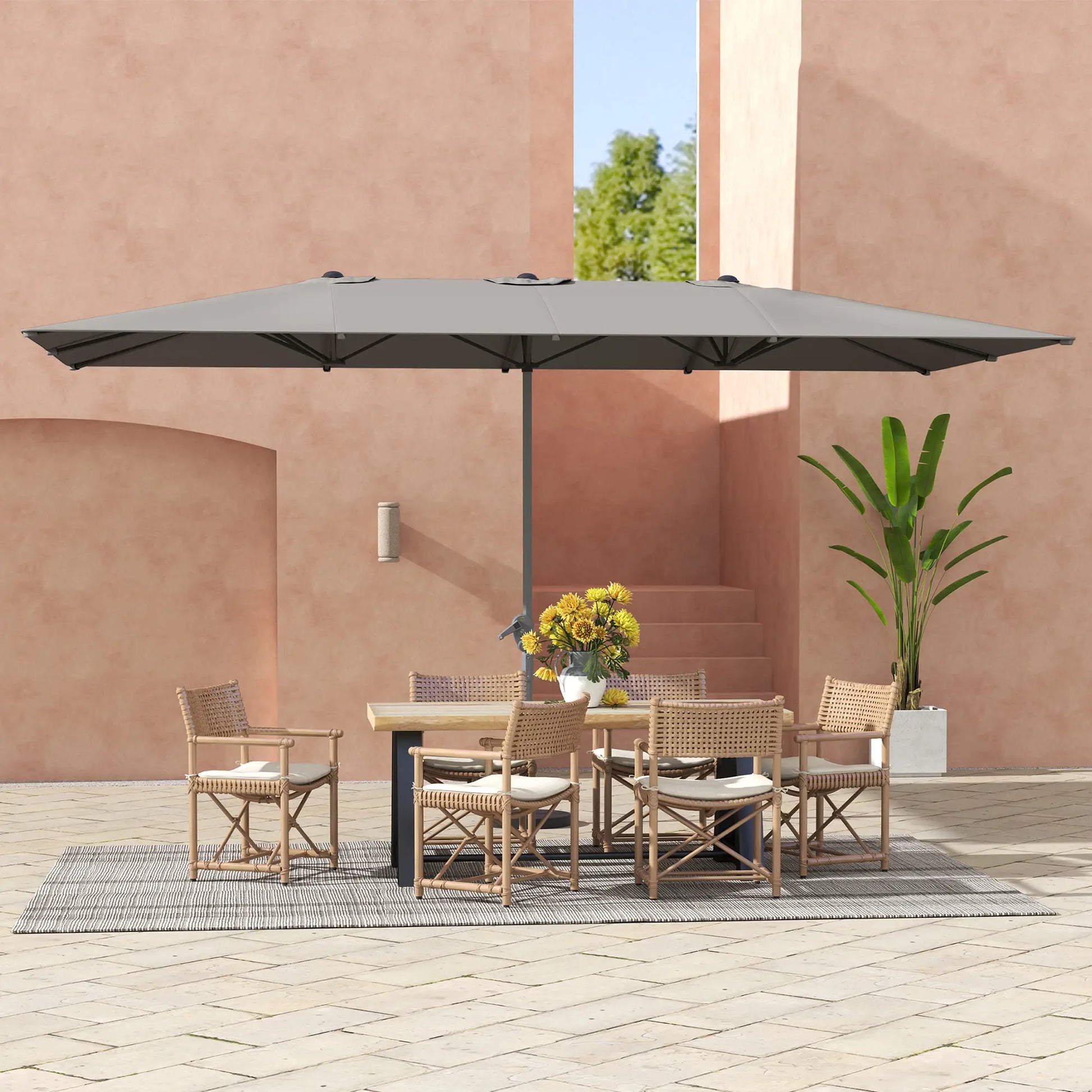 Nancy's Cremeno Parasol - Tuinparasol - UV-Bestendig - Grijs - ± 450 x 265 x 265 cm