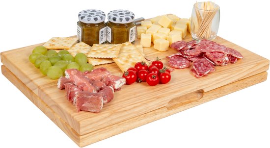 Nancy's 2-in-1 Snijplank XXL Multifunctioneel - Borrelplank - Kaasplank - Tapasplank - Serveerplank - Hout