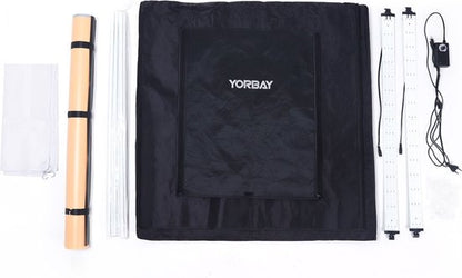 Yorbay Fotobox Fotostudio Met Dimbare LED-verlichting - 4 Achtergrondfolies - Zwart - 80 x 80 x 80cm