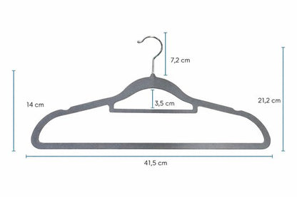 Nancy's Eleganca Kledinghangers - Set van 30 - Kleerhangers - Met Broeklat - Anti-Slip - Kunststof - Grijs