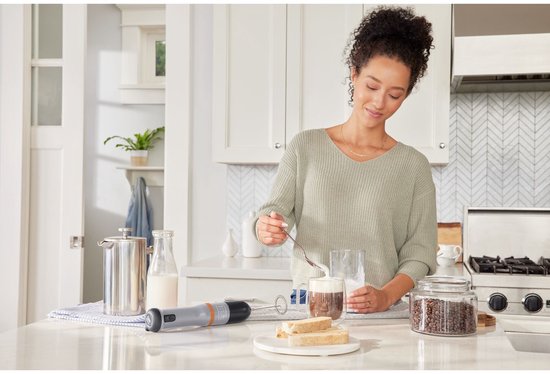 Nancy's BLACK+DECKER KitchenWand 6 in 1 Draadloze Staafmixer - Staafmixer Set - Multifunctioneel - Accu -Zwart