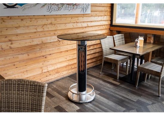 Hyundai Statafel met elektrische verwarming - Bartafel - Heater terrasverwarming - Infrarood verwarming - 1600W - Ø 70 x 110 cm