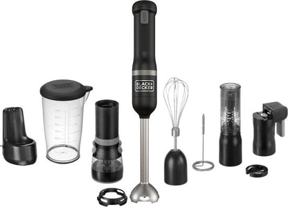 Nancy's BLACK+DECKER KitchenWand 6 in 1 Draadloze Staafmixer - Staafmixer Set - Multifunctioneel - Accu -Zwart