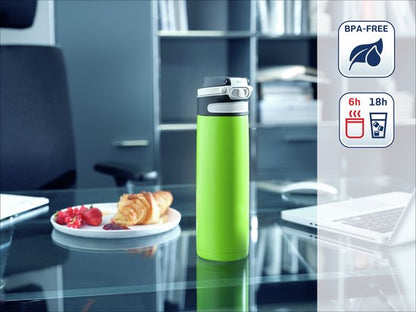 Leifheit thermosbeker Flip - Isoleerbeker - Lekvrij - Groen - RVS - 600 ML