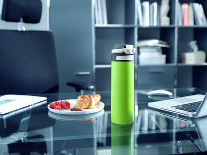 Leifheit thermosbeker Flip - Isoleerbeker - Lekvrij - Groen - RVS - 600 ML