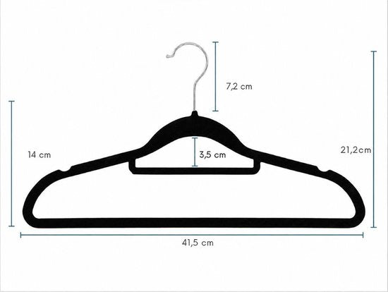 Nancy's Eleganca Kledinghangers - Set van 30 - Kleerhangers - Met Broeklat - Anti-Slip - Kunststof - Zwart