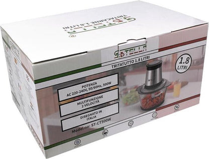 Nanyc's Stella Elektrische Groentesnijder - Vleesmolen - Keukenmachine - Hakmolen - Uiensnijder - Mulitfunctioneel - 500W - 1.8L