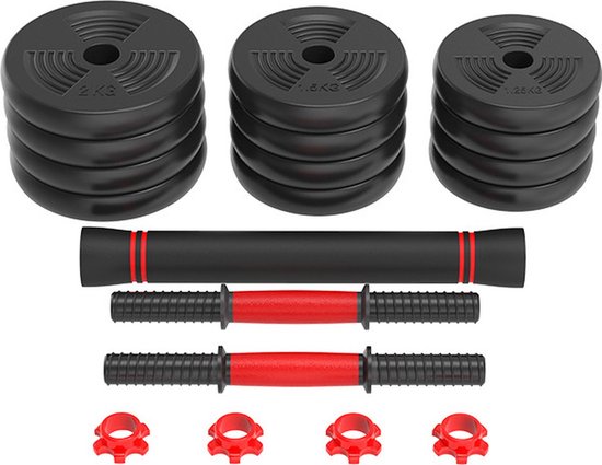 SOUTHWALL 5-in-1 Dumbbell set tot 20 kg Zwart/Rood