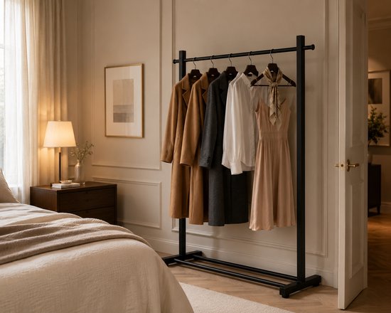 Eleganca Eleganca Professioneel Stevig Kledingrek - Garderoberek Geschikt voor Kledingwinkels & Boetieks - Draagvermogen 100kg - Metaal - Zwart - 120 x 40 x 160 cm