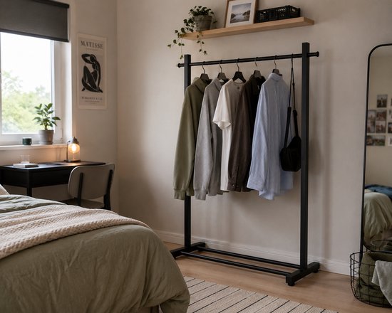 Eleganca Eleganca Professioneel Stevig Kledingrek - Garderoberek Geschikt voor Kledingwinkels & Boetieks - Draagvermogen 100kg - Metaal - Zwart - 120 x 40 x 160 cm