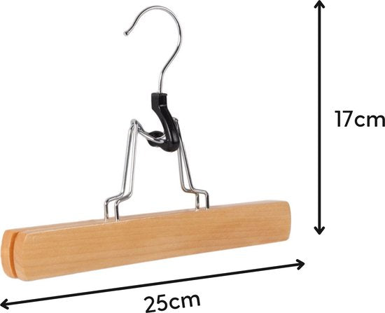 Nancy's Toscane Houten Rokhangers - Pantalonhanger - Kledinghanger - Hanger met klemsluiting - Set van 5 - Hout