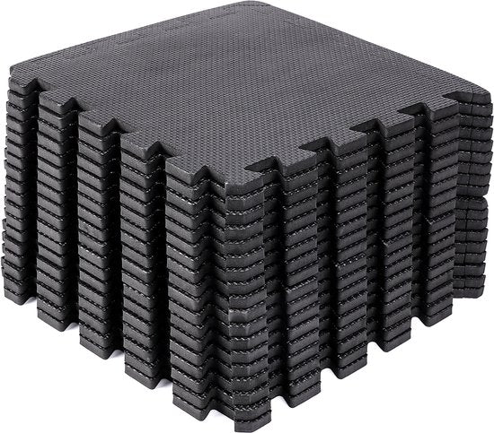 Eleganca Puzzelmat - Fitnessmat - Foam Mat - Rubber Tegels - Fitnesstegels - Fitness Vloermatten - 18 stuks - Zwart