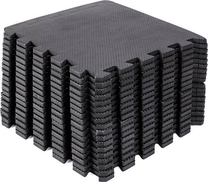 Eleganca Puzzelmat - Fitnessmat - Foam Mat - Rubber Tegels - Fitnesstegels - Fitness Vloermatten - 18 stuks - Zwart