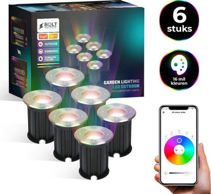 Bolt Electronics® RGB LED Ground spotlights with app control, 6 pieces