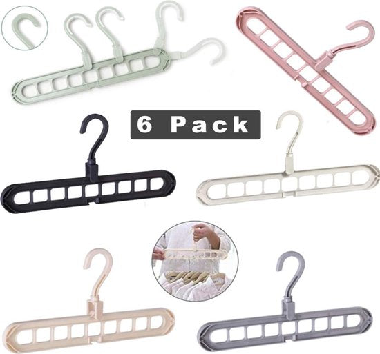 Nancy's Tortoreto Multi-poort Klerenhangers - Set van 6 - Draaibaar Functionele kledinghanger - Kleerhanger - Plastic