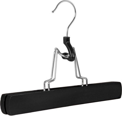 Nancy's Toscane Houten Rokhangers - Pantalonhanger - Kledinghanger - Hanger met klemsluiting - Set van 5 - Zwart - Hout
