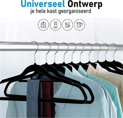 Nancy's Eleganca Kledinghangers - Set van 30 - Kleerhangers - Met Broeklat - Anti-Slip - Kunststof - Zwart
