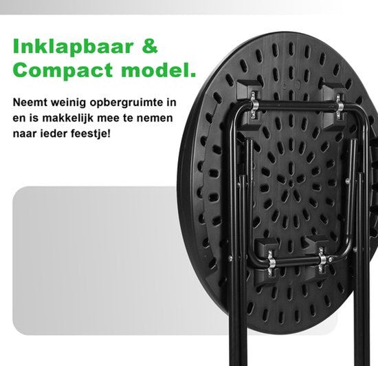 Nancy's Bardi Inklapbare Tafel - Campingtafel - Vouwtafel - Klaptafel - Rond - Zwart - Ø60 x 74cm