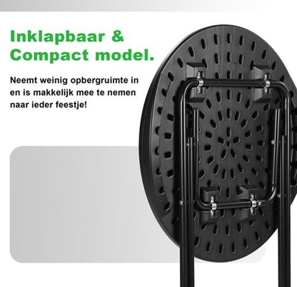 Nancy's Bardi Inklapbare Tafel - Campingtafel - Vouwtafel - Klaptafel - Rond - Zwart - Ø60 x 74cm