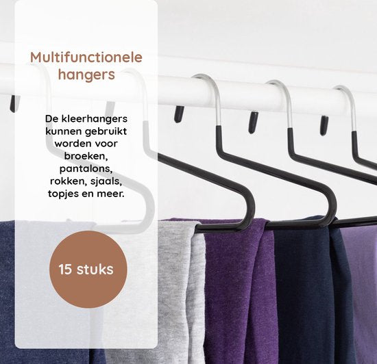 Nancy's Toscanella Luxe Broekhangers - Set van 15 - Kledinghangers - Anti-slip - Metaal - Zwart