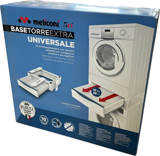 Meliconi Basetorre Extra - Tiroir amovible - Ensemble d'empilage - Accessoire lave-linge - Tiroir lave-linge