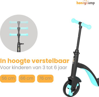 Nancy's HoneyBump Swifty Loopfiets - Kinderstep - Driewieler - Step In 3 hoogtes verstelbaar - Blauw