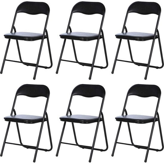 Eastwall Folding Chairs Premium - Set of 6 Chairs - Folding Chair - Black