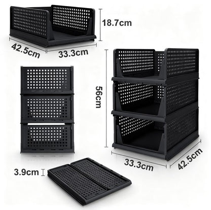 Eleganca Kastorganizers - Ladeboxen - Opbergboxen - Set van 3 - Zwart - ± 40 x 35 x 55 cm