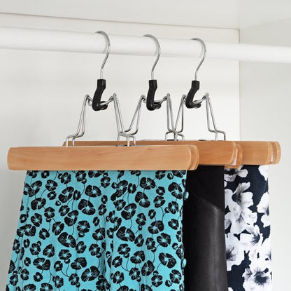 Nancy's Toscane Houten Rokhangers - Pantalonhanger - Kledinghanger - Hanger met klemsluiting - Set van 5 - Hout