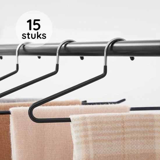 Nancy's Toscanella Luxe Broekhangers - Set van 15 - Kledinghangers - Anti-slip - Metaal - Zwart
