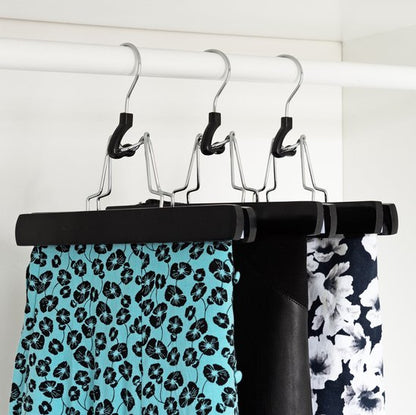 Nancy's Toscane Houten Rokhangers - Pantalonhanger - Kledinghanger - Hanger met klemsluiting - Set van 5 - Zwart - Hout