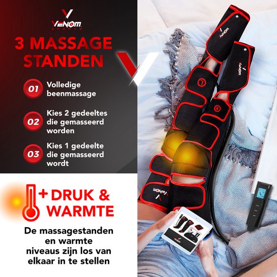 Venom Sports Air Pro Recovery - Beenmassage Apparaat - Voetmassage - Verstelbaar - 3 Massagestanden + Warmtefunctie