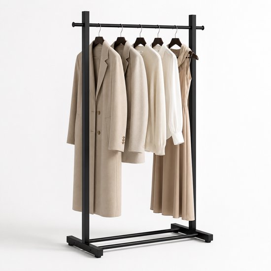 Eleganca Eleganca Professioneel Stevig Kledingrek - Garderoberek Geschikt voor Kledingwinkels & Boetieks - Draagvermogen 100kg - Metaal - Zwart - 120 x 40 x 160 cm