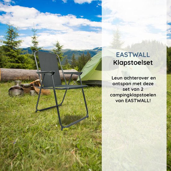 EASTWALL Opvouwbare Kampeerstoel - Campingstoel - Klapstoel - Visstoel - Grijs