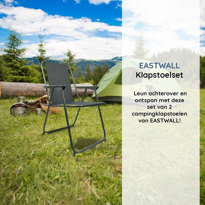 EASTWALL Opvouwbare Kampeerstoel - Campingstoel - Klapstoel - Visstoel - Grijs