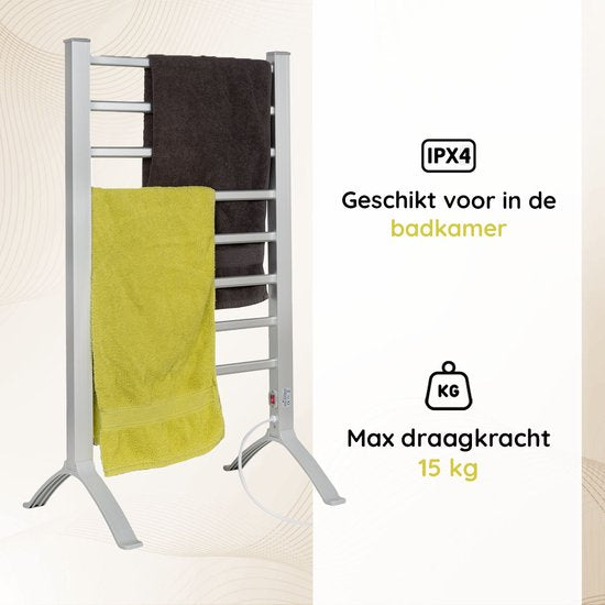 Eleganca Elektrisch Droogrek - Verwarmd Droogrek - Hangend of Staand - 220-240V - 150W - Zilver