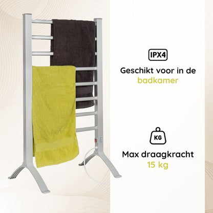 Eleganca Elektrisch Droogrek - Verwarmd Droogrek - Hangend of Staand - 220-240V - 150W - Zilver