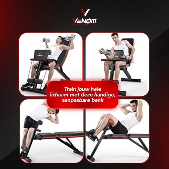 Venom Sports 4 in 1 multifunctionele trainingsbank zwart