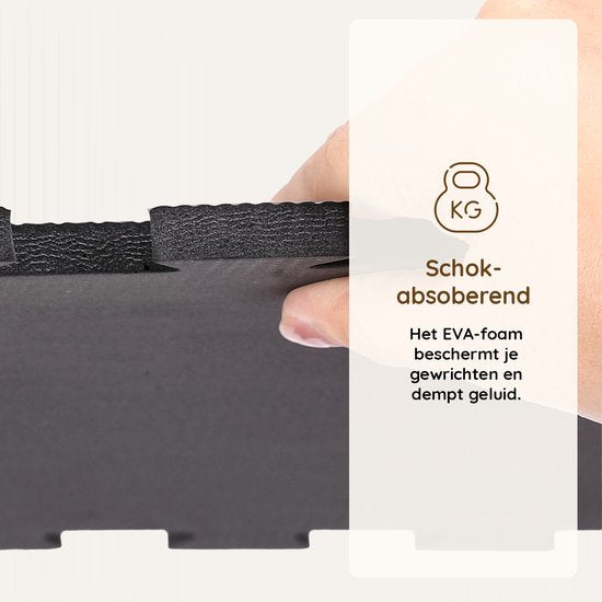 Eleganca Puzzelmat - Fitnessmat - Foam Mat - Rubber Tegels - Fitnesstegels - Fitness Vloermatten - 18 stuks - Zwart