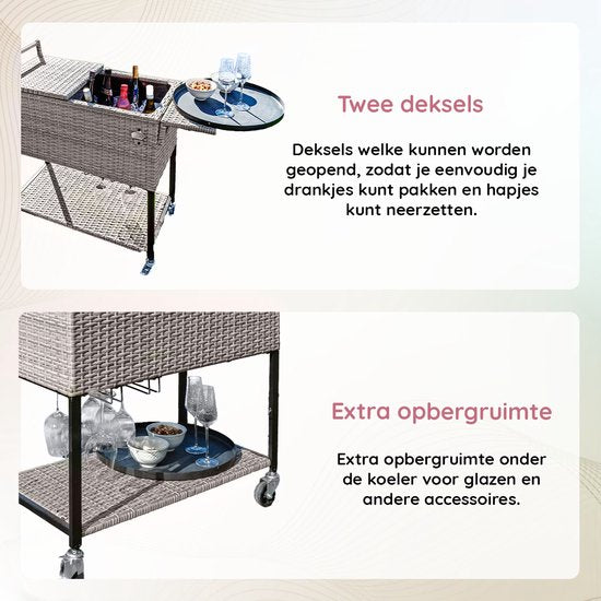 AXI Country Cooler Wicker Bruin - Koelbox met wielen - 76L inhoud - Koelbox met aftapkraan