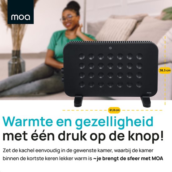MOA Convector Kachel - Portable Heater - Elektrische heater - Zwart