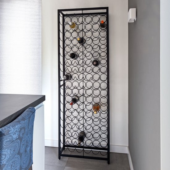 Eleganca Modern Wijnrek XL - Voor 108 flessen - Zwart - Staal - ± 65 x 25 x 190 cm