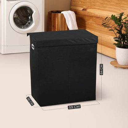 Nancy's Niceey Wasmand 3 Vakken - Wassorteerder - Wasbox - Zwart - 120 Liter