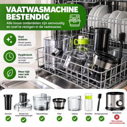 Nancy's Nutrilovers QUICK-JUICER PRO Slowjuicer - Sapcentrifuge - Citruspers - Keukenmachine - 800W - 2 snelheden - RVS - BPA Vrij