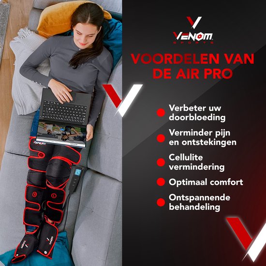 Venom Sports Air Pro Recovery - Beenmassage Apparaat - Voetmassage - Verstelbaar - 3 Massagestanden + Warmtefunctie