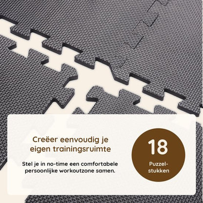 Eleganca Puzzelmat - Fitnessmat - Foam Mat - Rubber Tegels - Fitnesstegels - Fitness Vloermatten - 18 stuks - Zwart