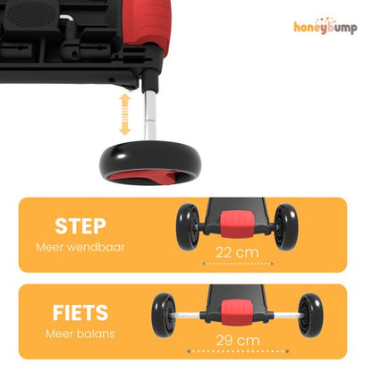 Nancy's HoneyBump Swifty Loopfiets - Kinderstep - Driewieler - Step In 3 hoogtes verstelbaar - Rood