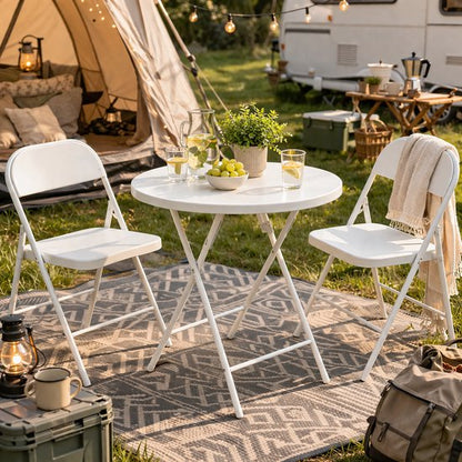 Nancy's Bardi Inklapbare Tafel - Balkontafel - Campingtafel - Vouwtafel - Klaptafel - Rond - Wit- Ø60 x 74cm