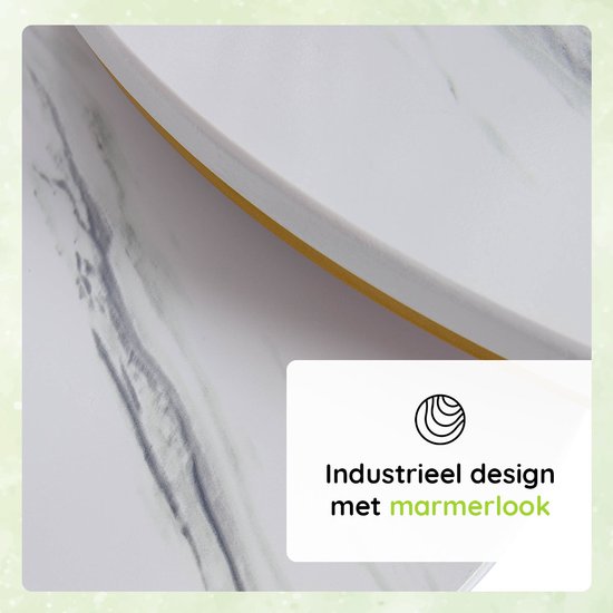 Casamoda Salontafel set van 2 - Bijzettafels Rond - Wit Marmer / Goud - Ø 70/50 cm